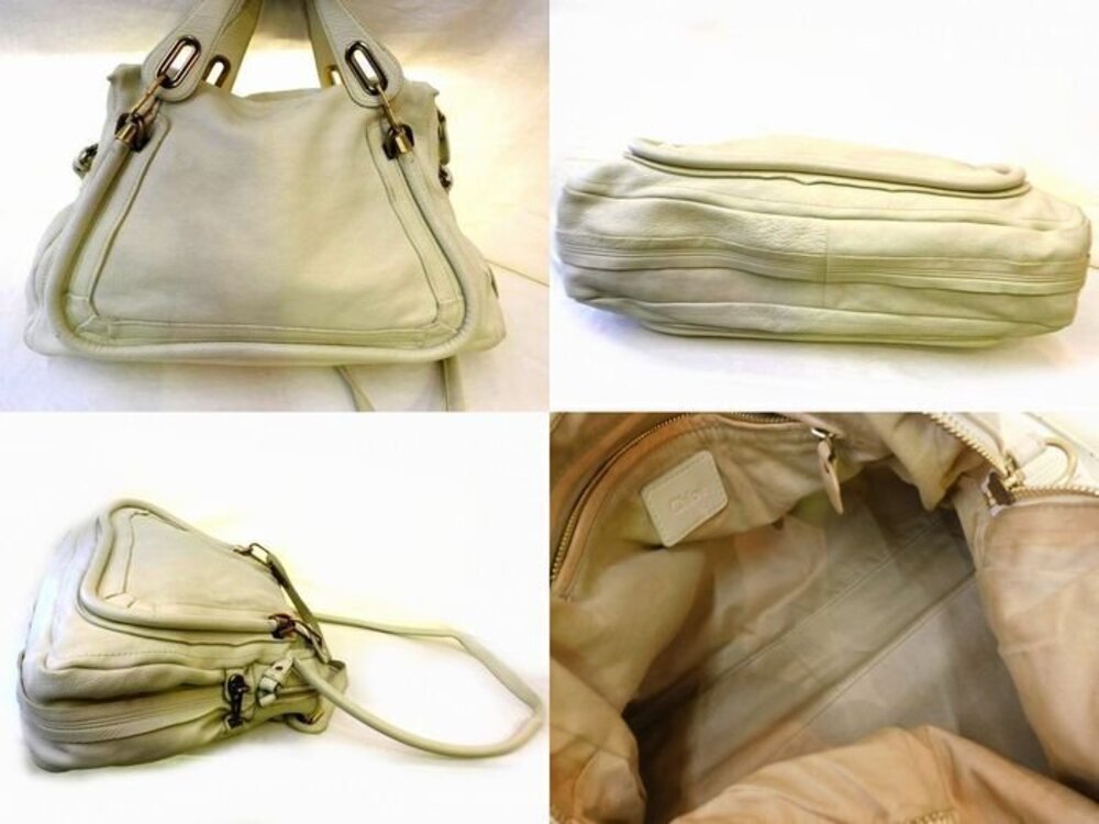 Chloe Bag Leather Tote Shoulder White Ivory Paraty